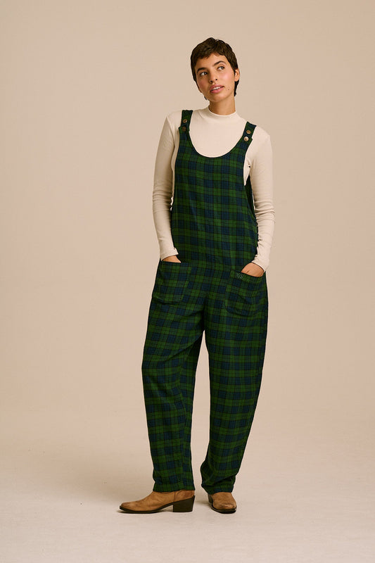 Ara - Organic Cotton Brushed Overalls in Wilderness Tartan