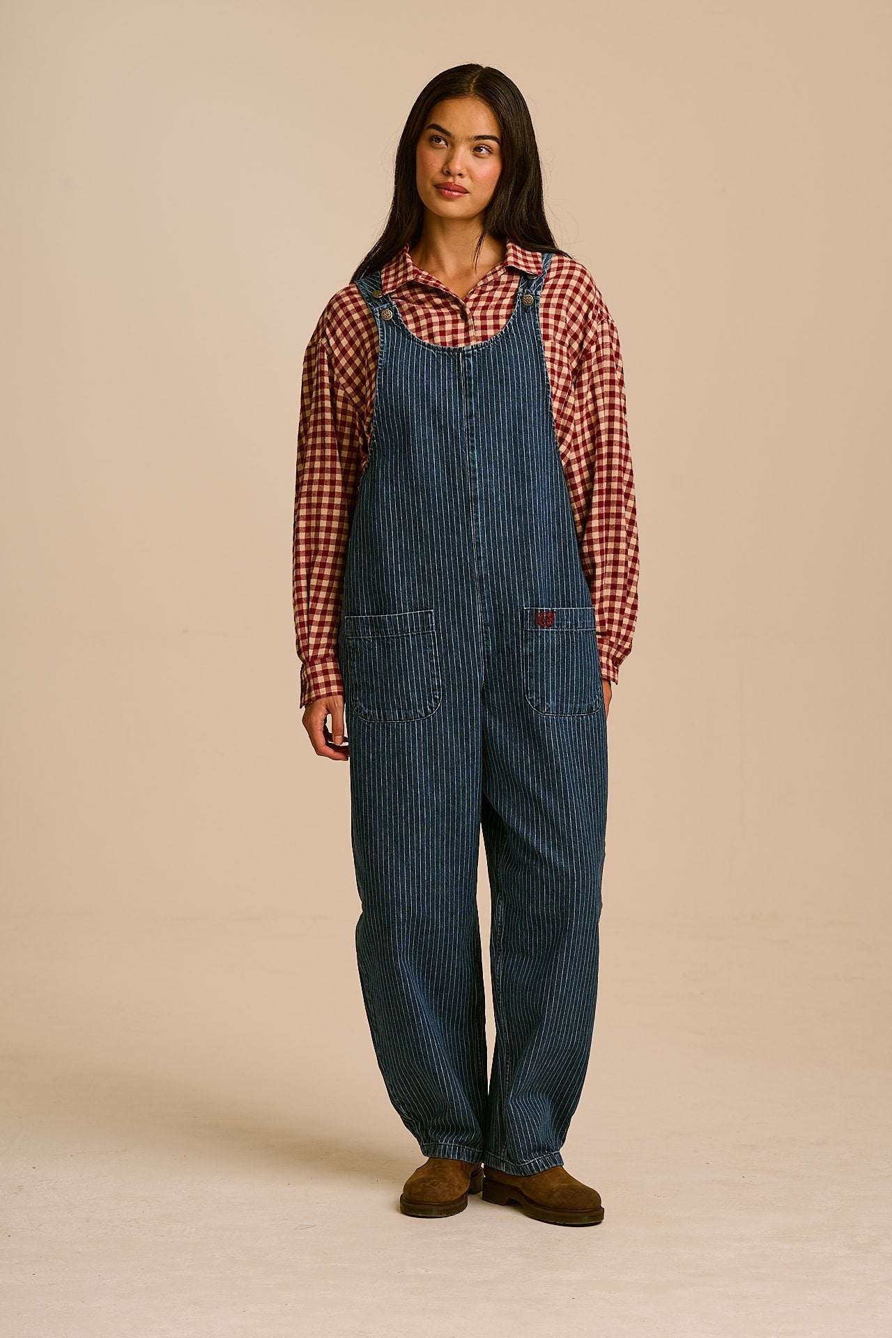 Ara - Denim Dungarees in Pinstripe