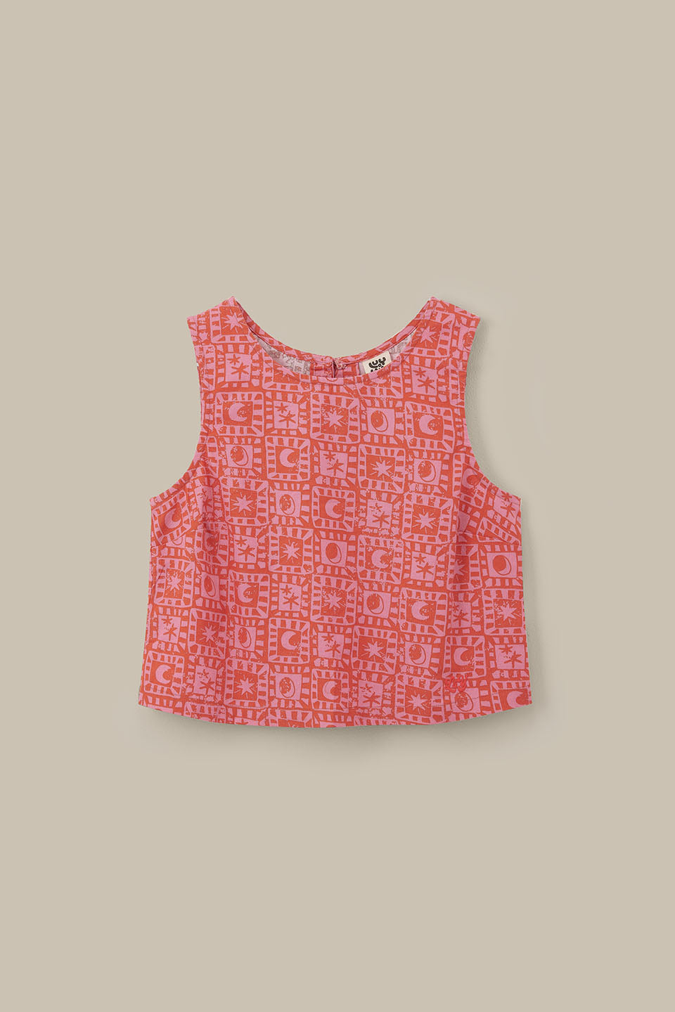 Arden Shell Top - Organic Cotton in Pink & Red Lunar Healing