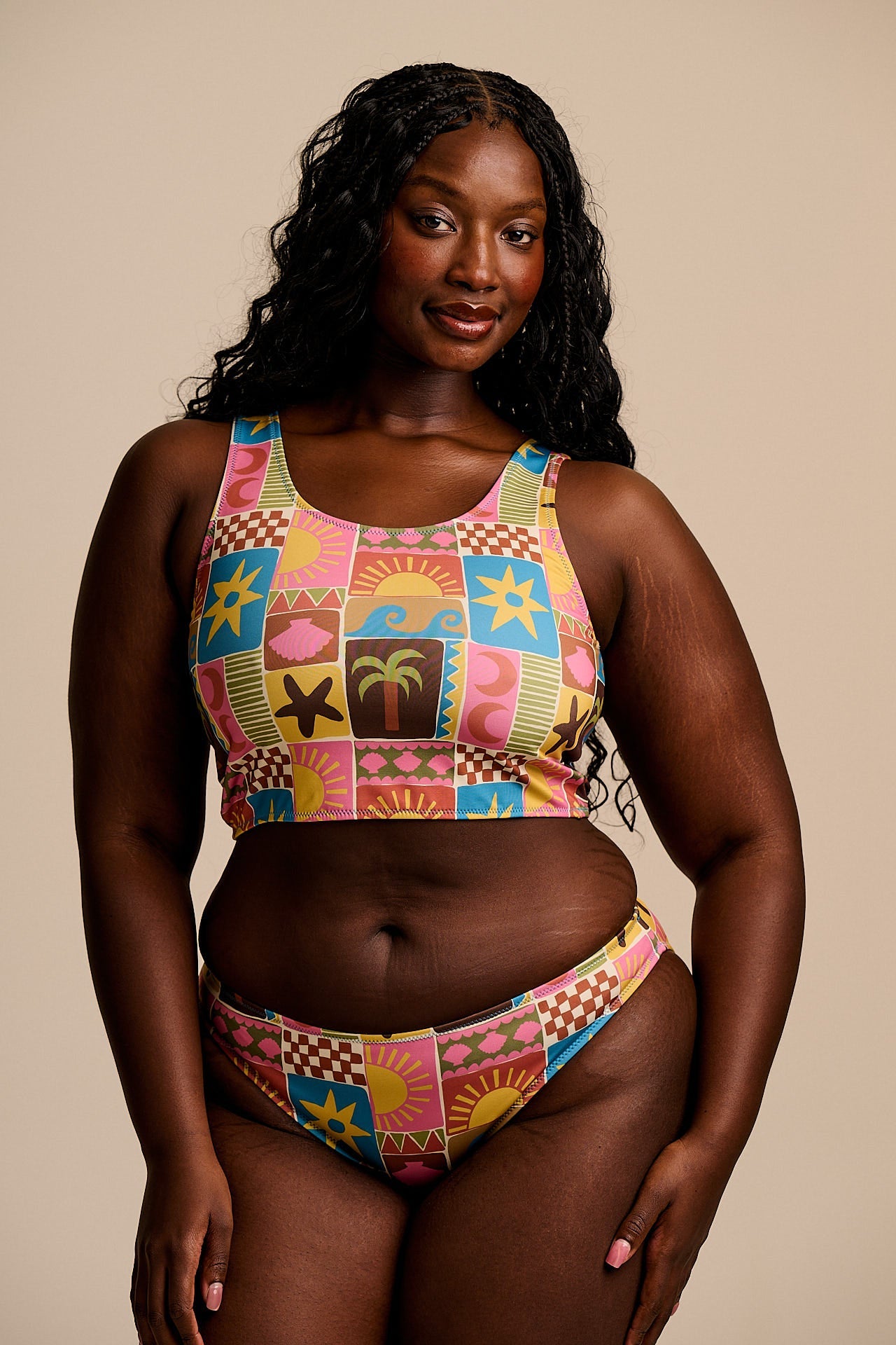 Aria - Low Rise Bikini Bottoms in Coastal Tile