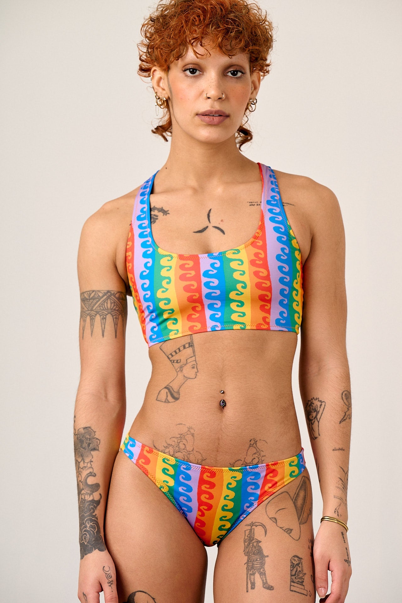 Aria - Low Rise Bikini Bottoms in Rainbow Wave
