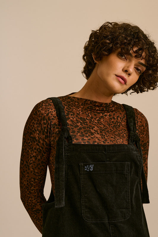 Arlo Wide Leg Overalls - Organic Cotton Corduroy in Black