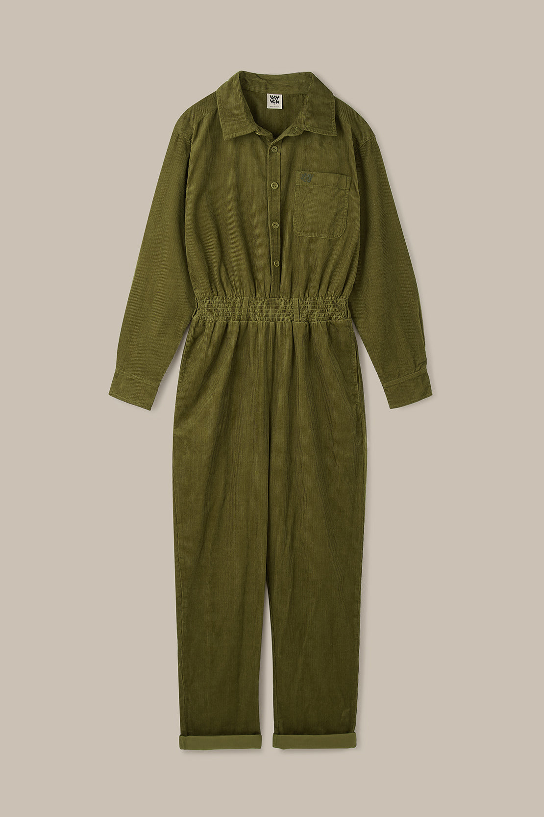 Eddie - Long Sleeve Corduroy Jumpsuit in Fir Green