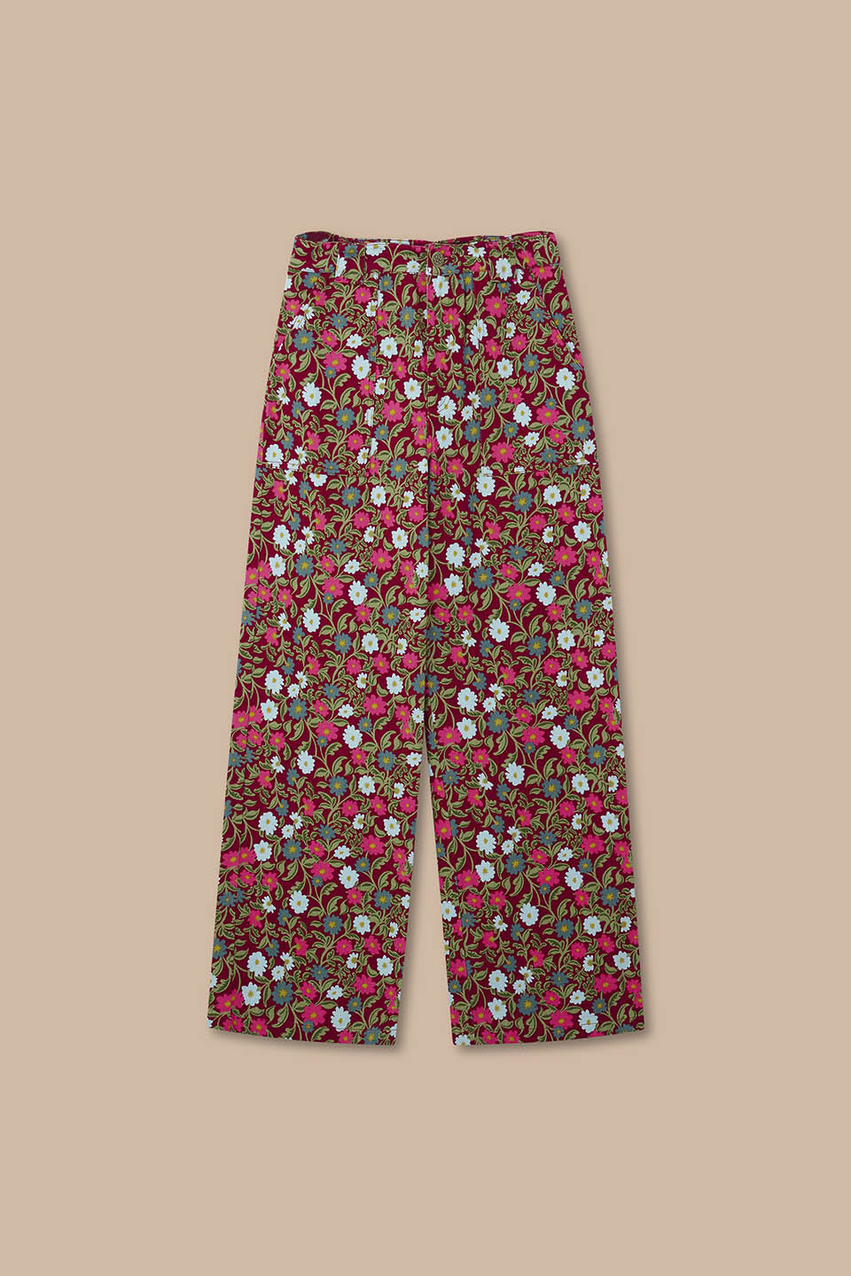 Delores - Wide Leg Cotton Trousers in Palace Floral Print