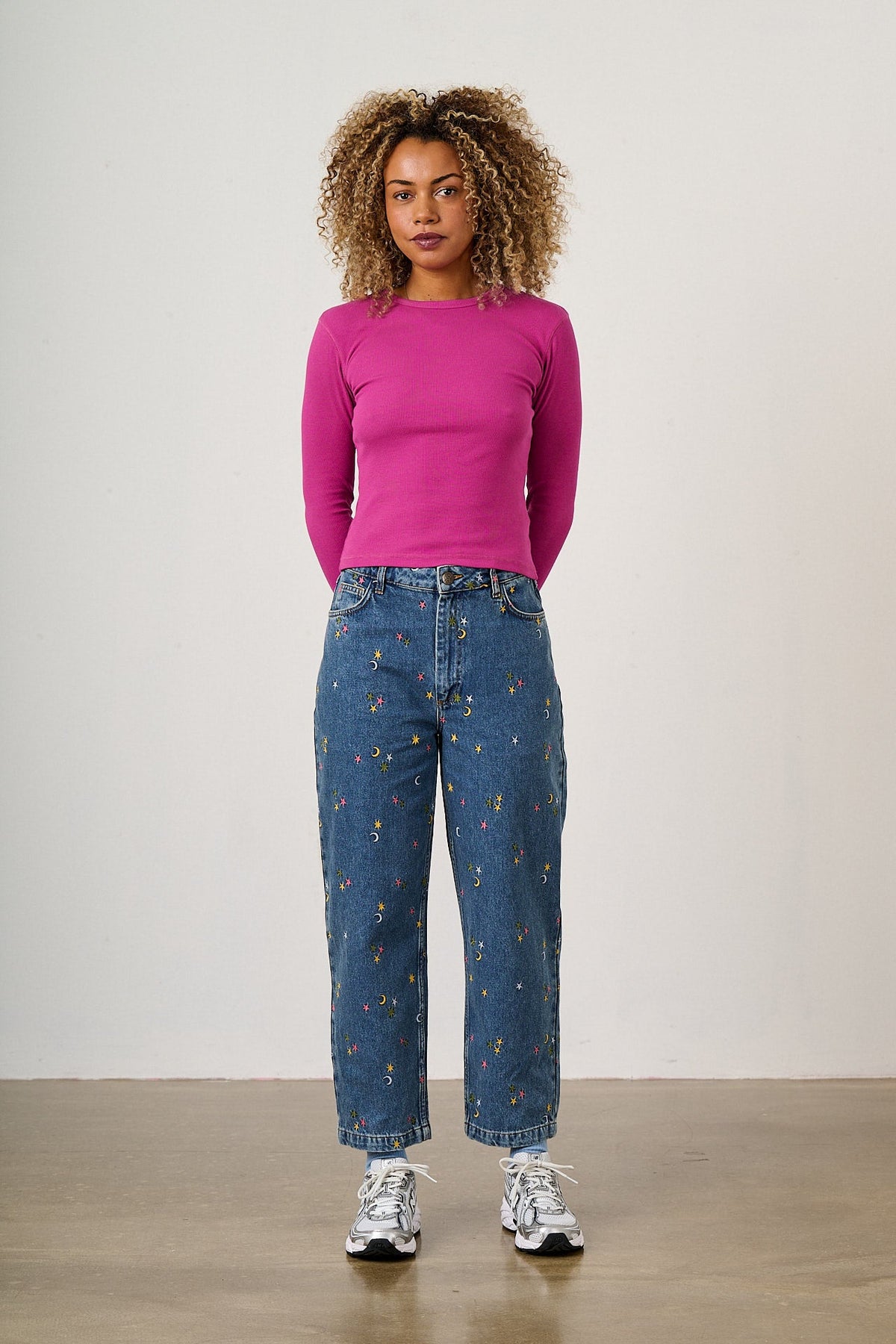 Drew - Organic Denim Straight Leg Jeans in Confetti Stars