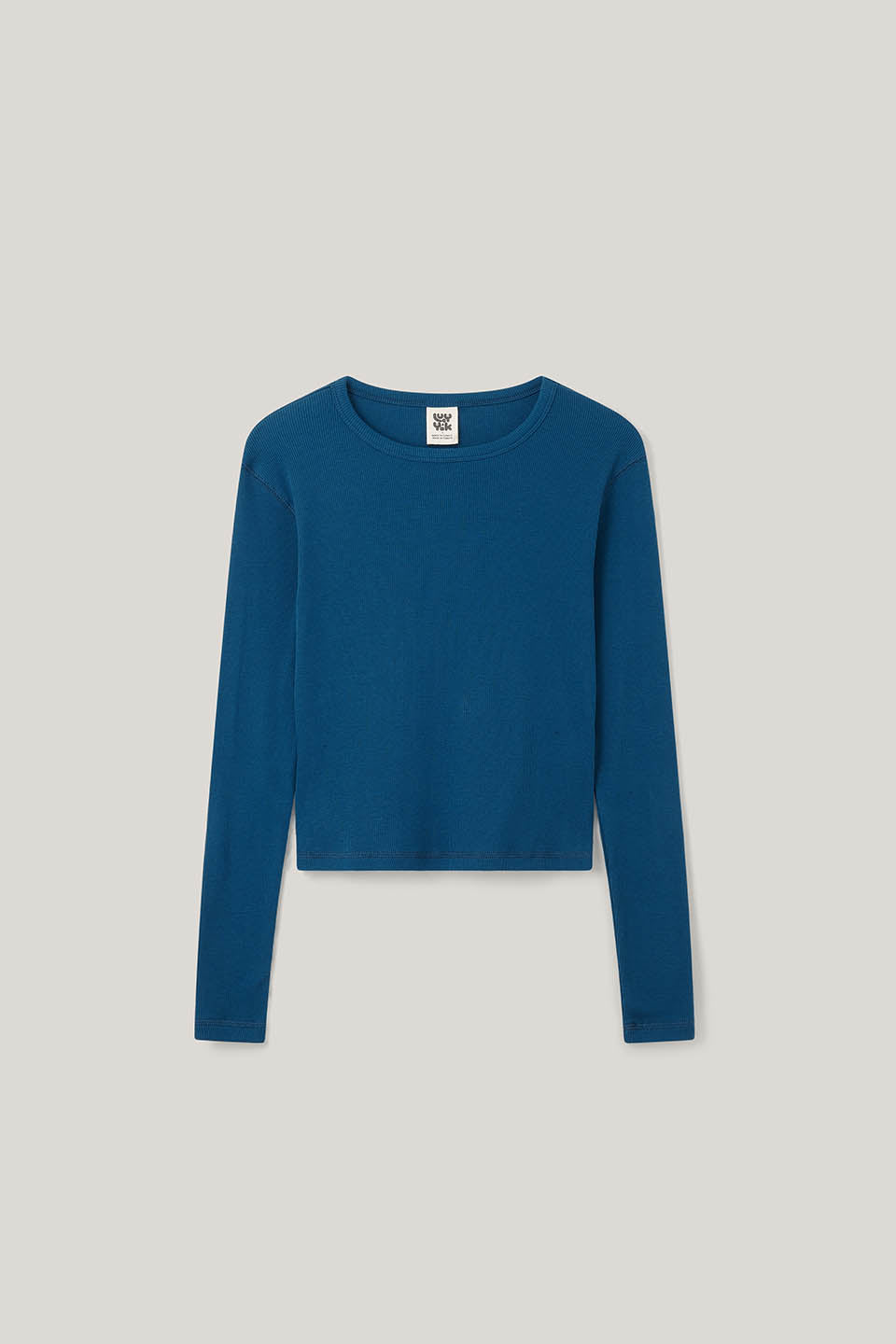 Grayson - Long Sleeve Cotton Top in Blue Opal