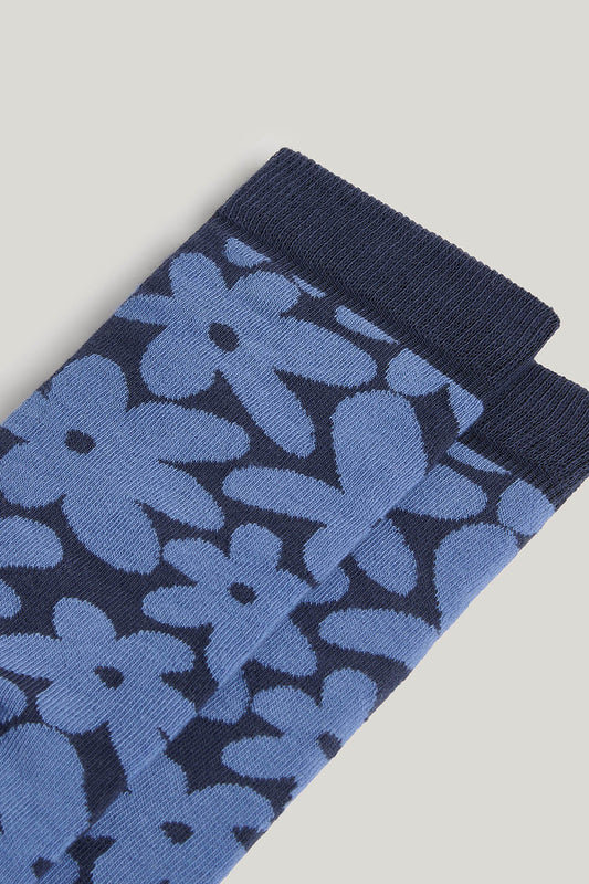 JoJo - Cotton Socks in Blue Bubble Floral