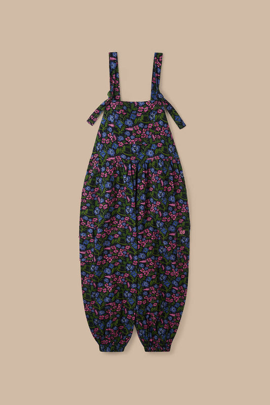 Miyada Cuffed Leg Overalls - Organic Brushed Cotton in Ditsy Grunge Floral