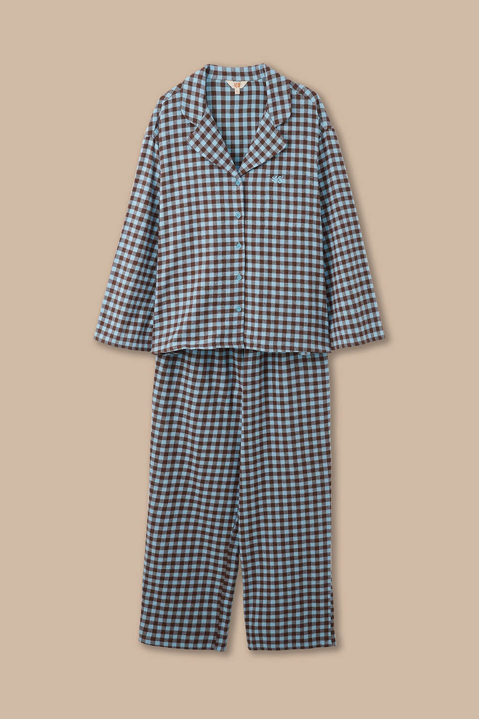 Dreamer - Pyjamas in Blue and Brown Checkerboard