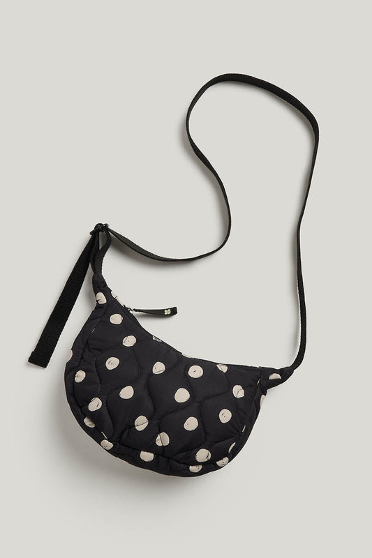 Reims Crossbody Bag - Recycled Polyester in Black and White Polka Dot