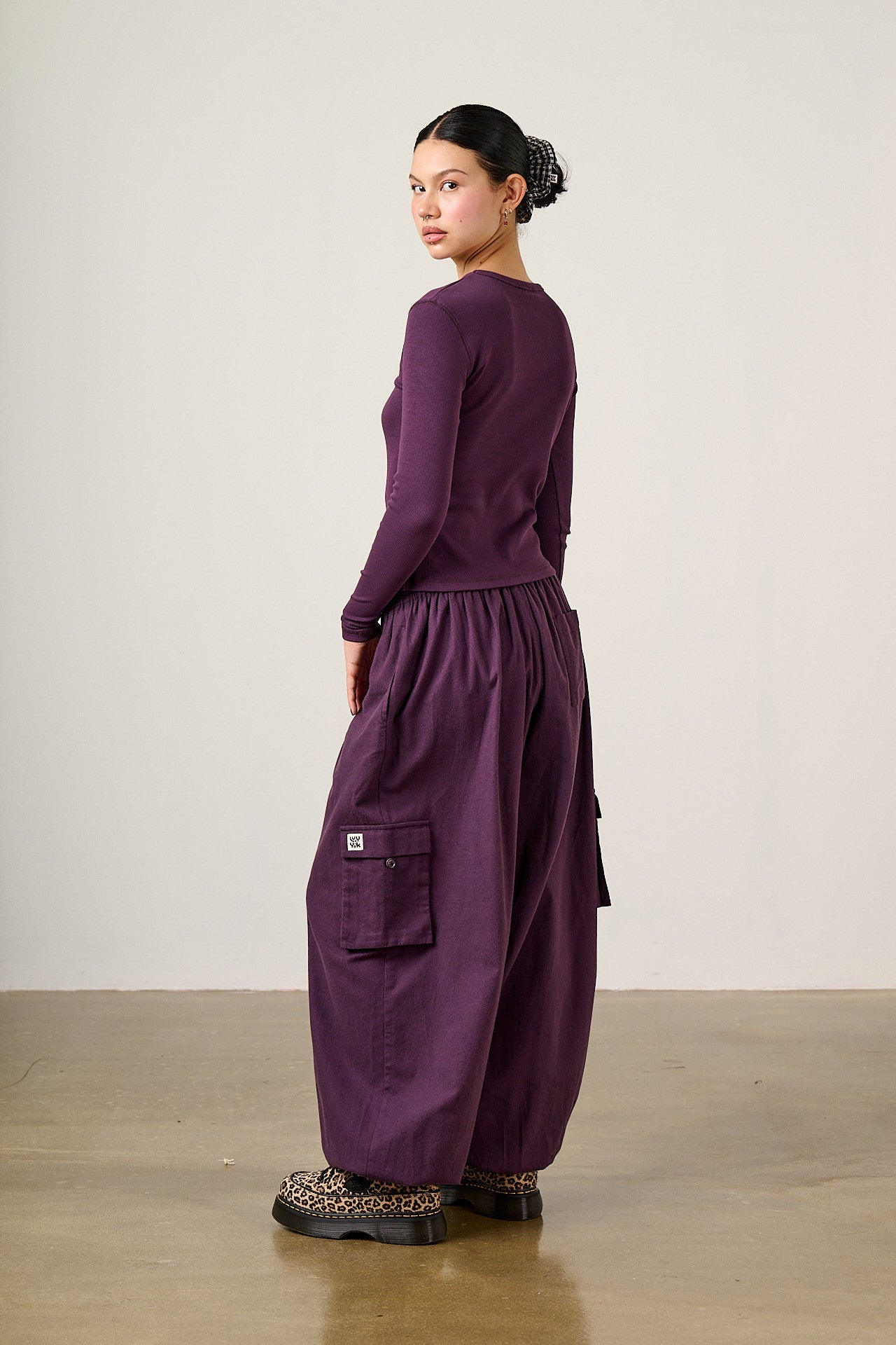 Grayson - Long Sleeve Cotton Top in Plum Perfect