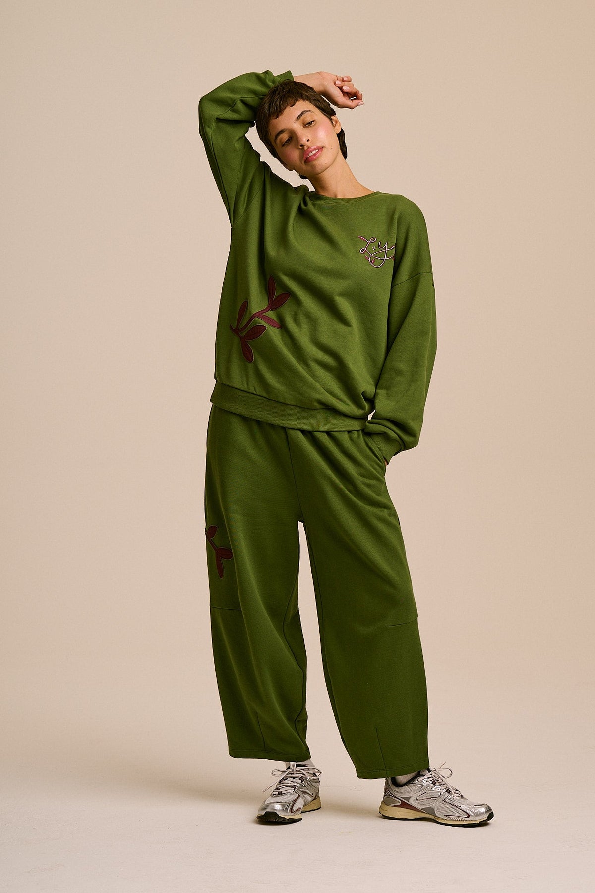 Sutton - Organic Cotton Blend Sweatshirt in Green Leaves