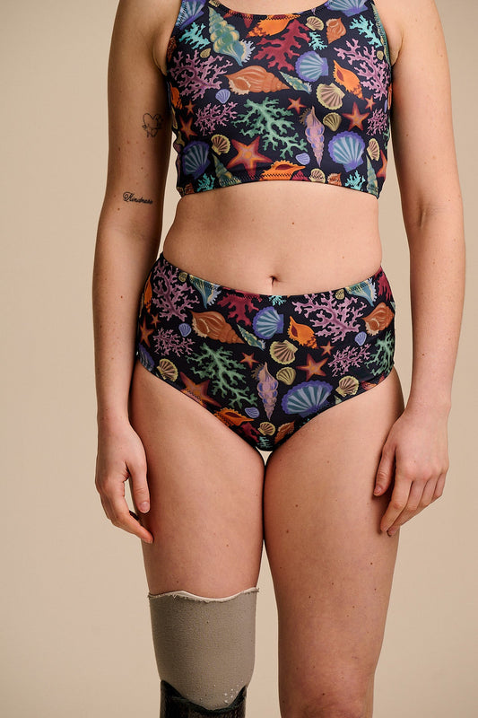 Bronte - High Rise Bikini Bottoms in Shell Print