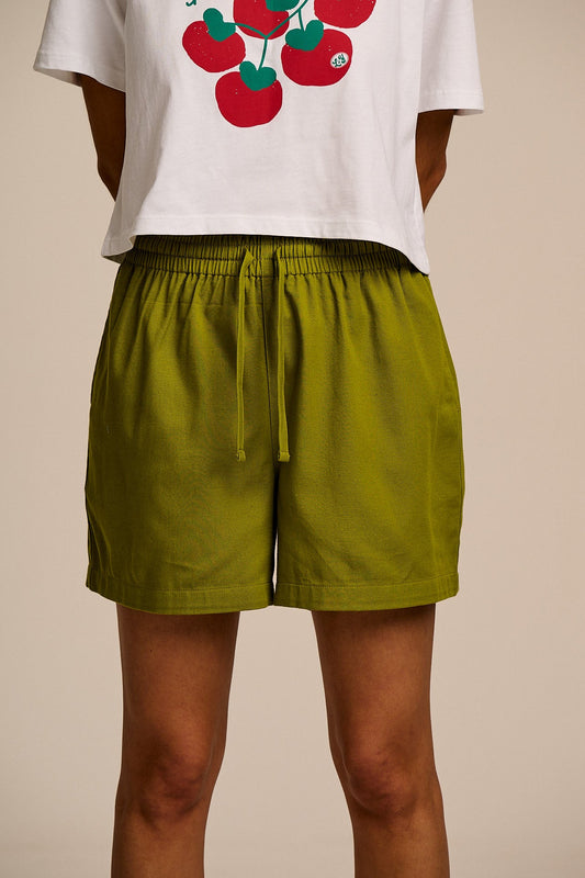 Charlie - Cotton Shorts in Cypress Green