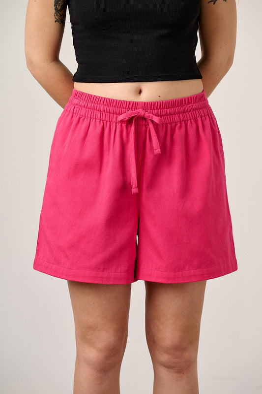 Charlie - Cotton Beach Shorts in in Fuchsia Rose