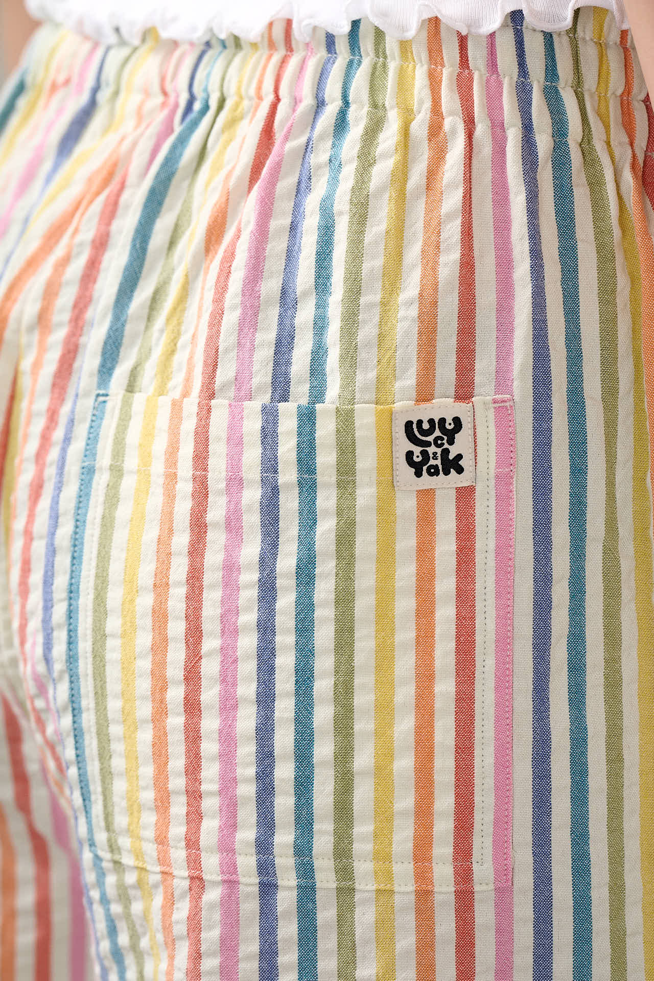 Chuck - Wide Leg Cotton Trousers in Vintage Rainbow Stripe