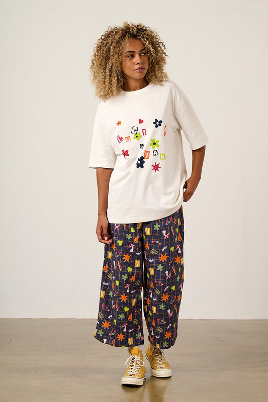 Chuck Wide Leg Trousers - Organic Cotton in Punk Energy Grid