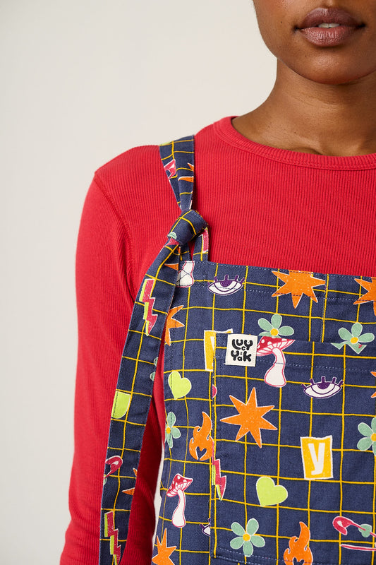 Original - Cotton Dungaree in Punk Energy Grid Motif
