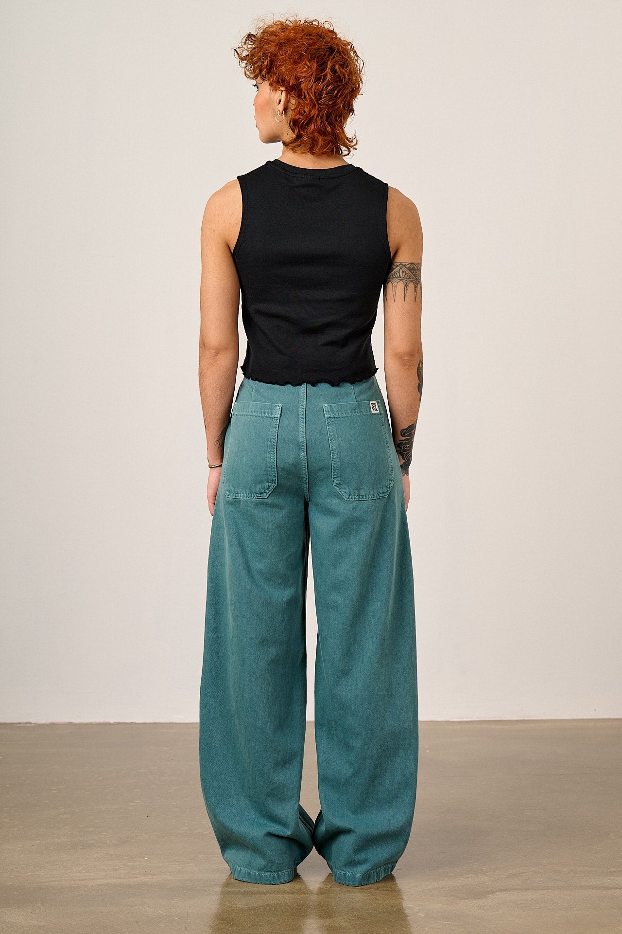 Delores - Wide Leg Denim Jeans in Pagoda Blue