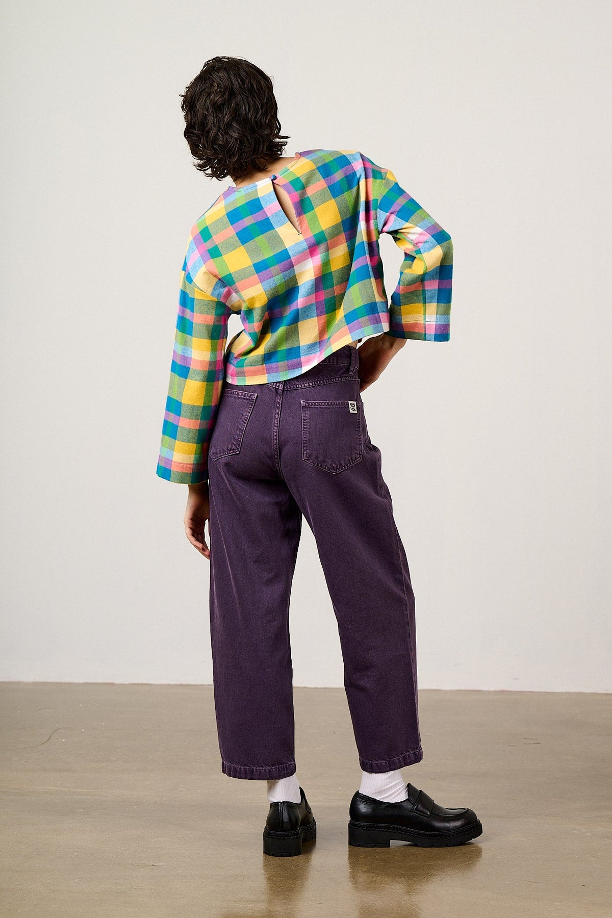 Drew Straight Leg Jeans - Organic Cotton Denim in Purple Wash
