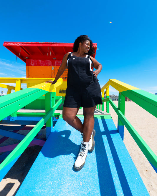 Original - Cotton Dungaree Shorts in Black