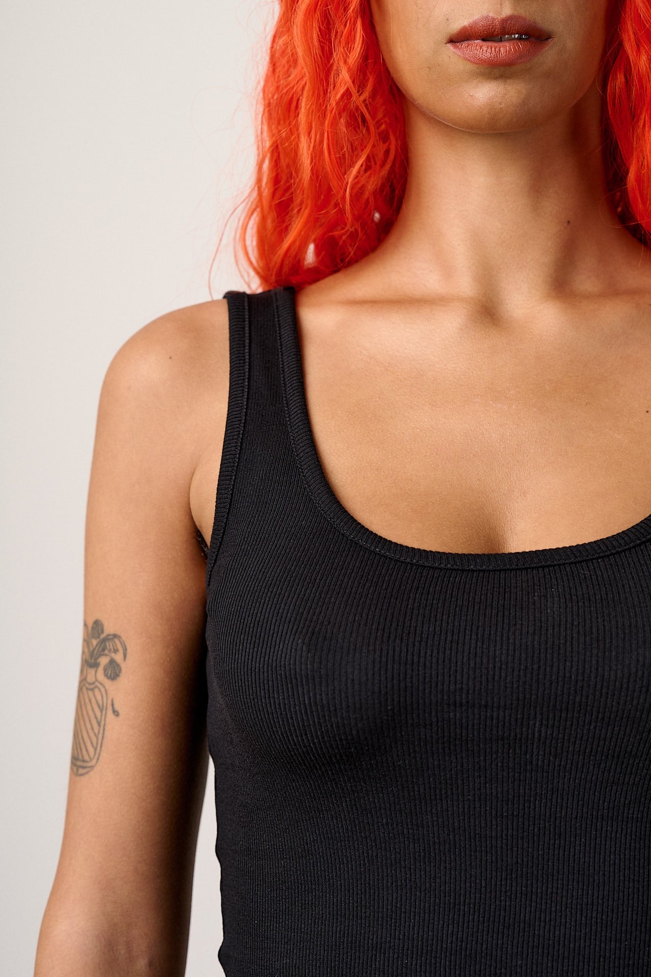 Eden - Cotton Ribbed Vest in Black