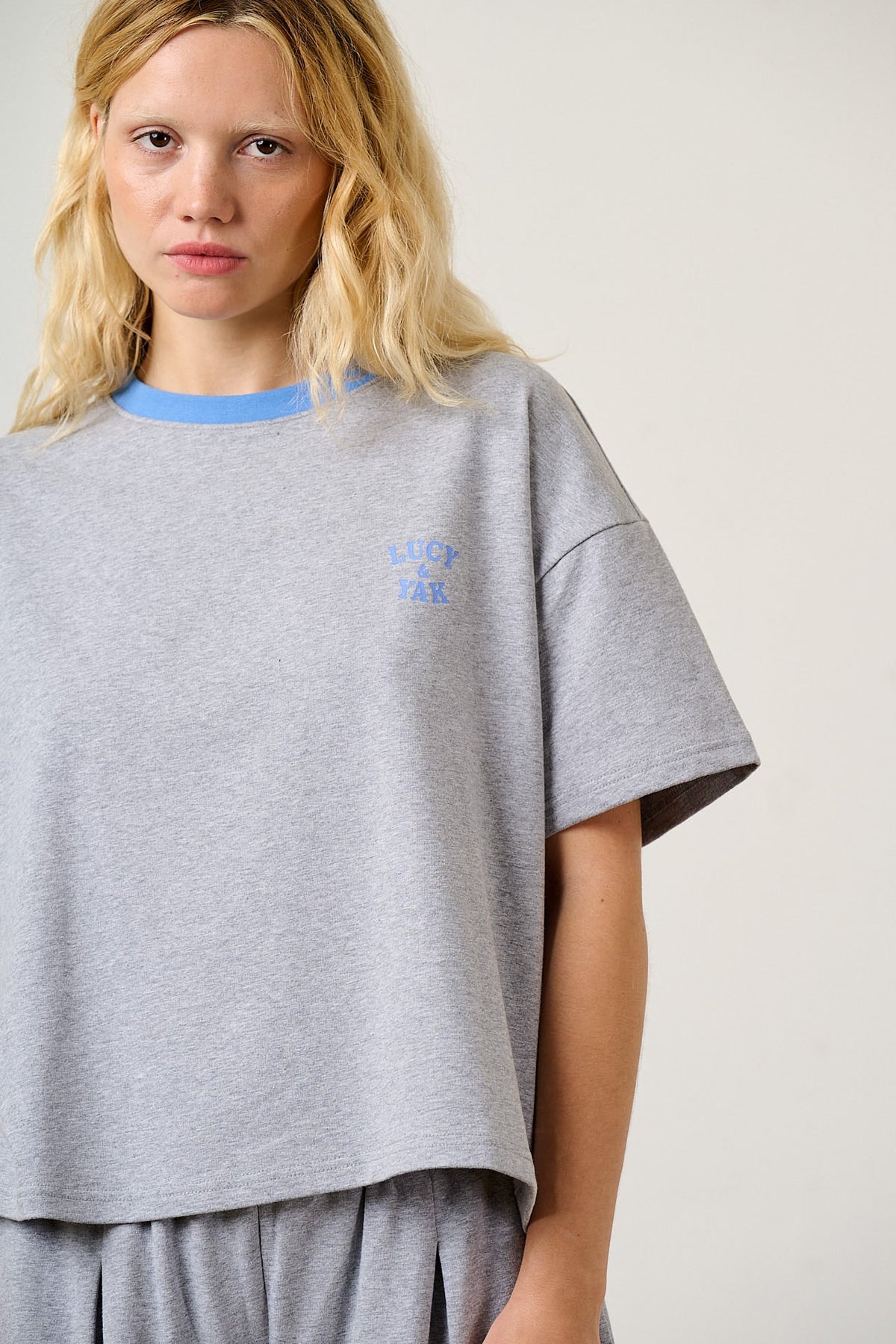 Everlie - Oversized Cotton Marl Tee in Grey Marl