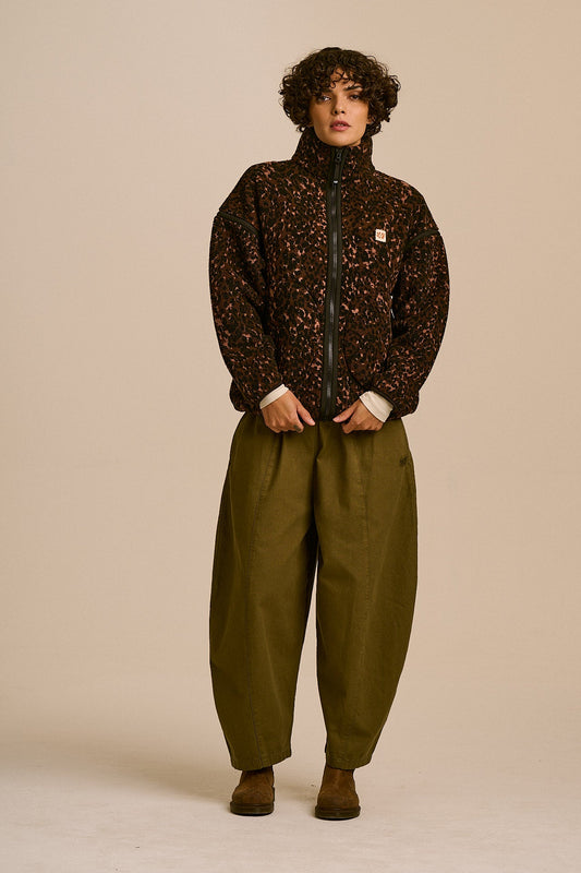 Hayes Zip Through Fleece - Recycled Polyester Borg in Animal
