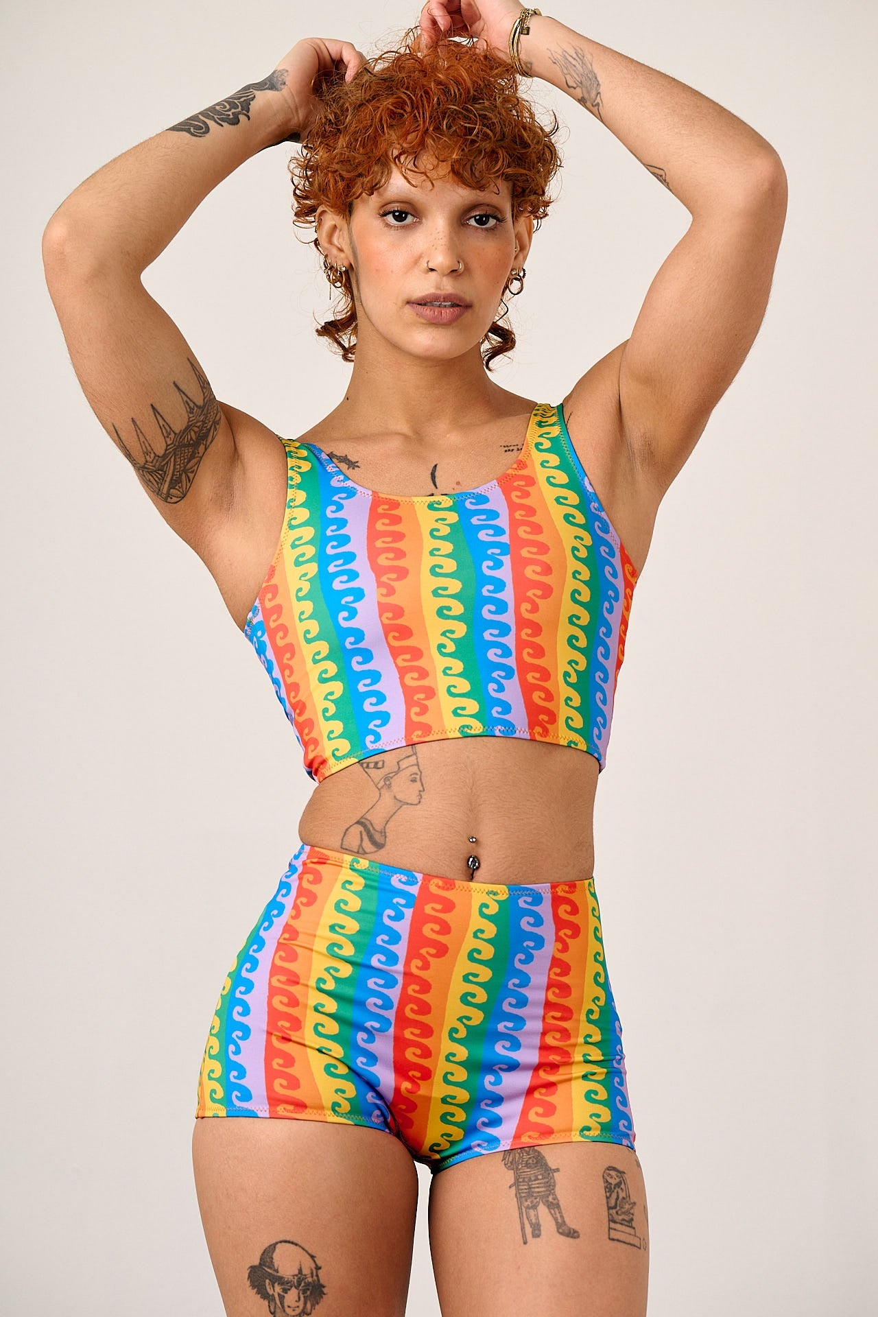 Kara - Tankini Top in Rainbow Wave