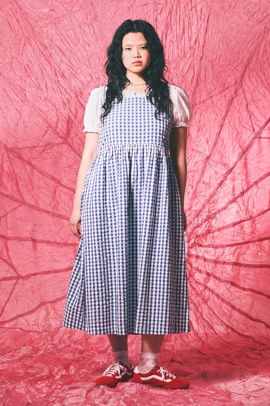 red white and blue gingham dress Aimee Numatic