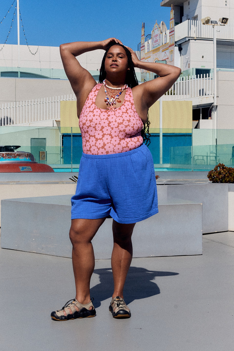 Popan - Cotton Shorts in Dazzling Blue