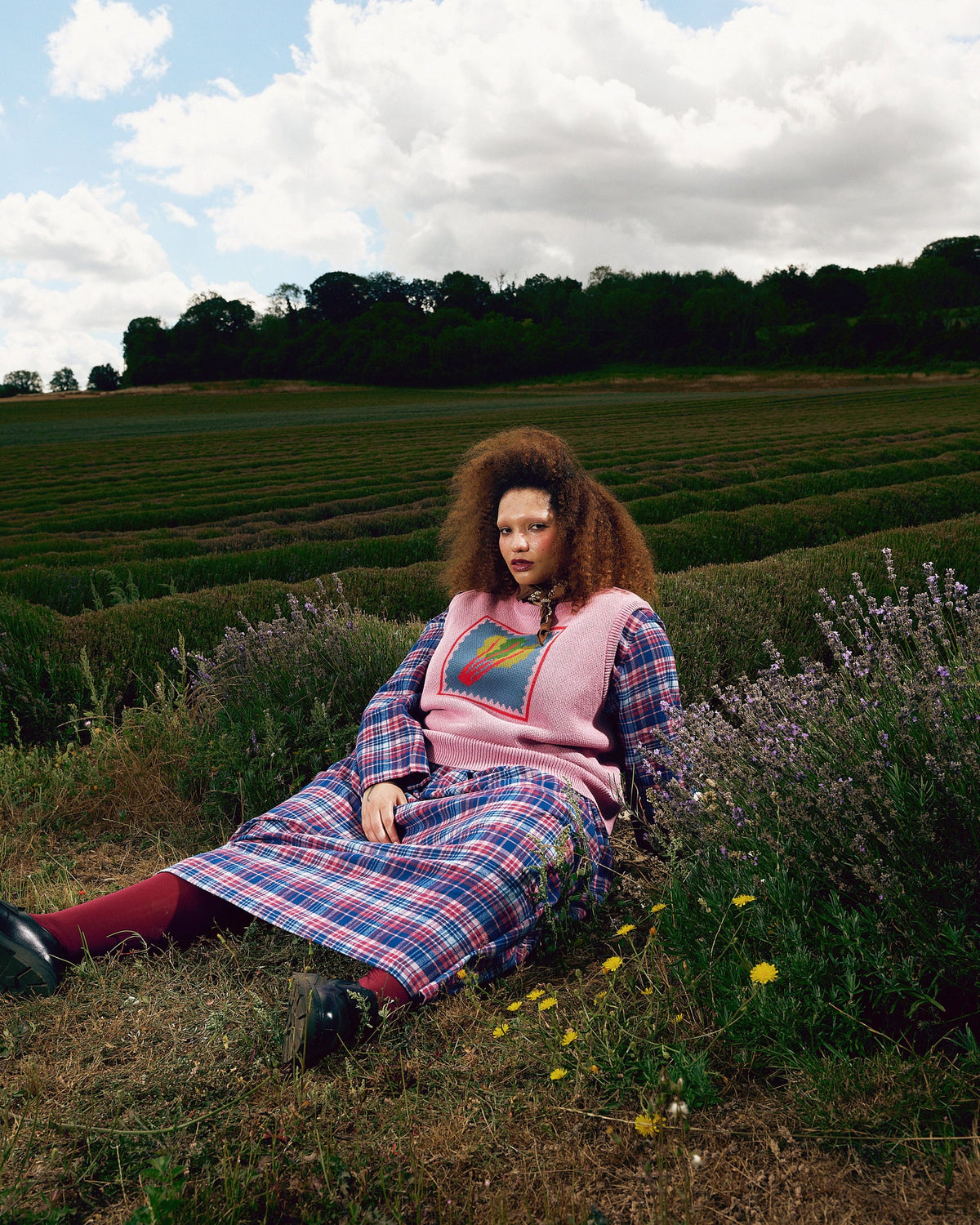 Saffle - Cotton Knitted Vest in Rhubarb