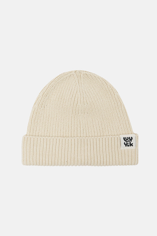 Luca - Knitted Cotton Beanie in Cream