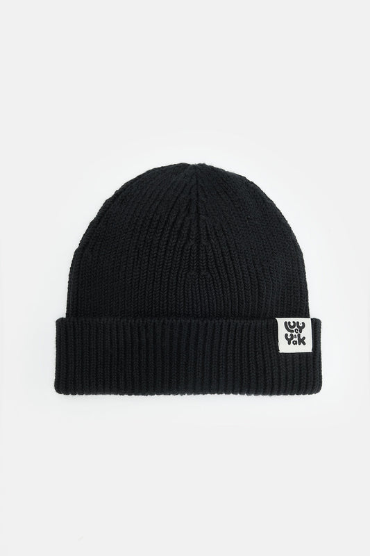Luca - Knitted Cotton Beanie in Black
