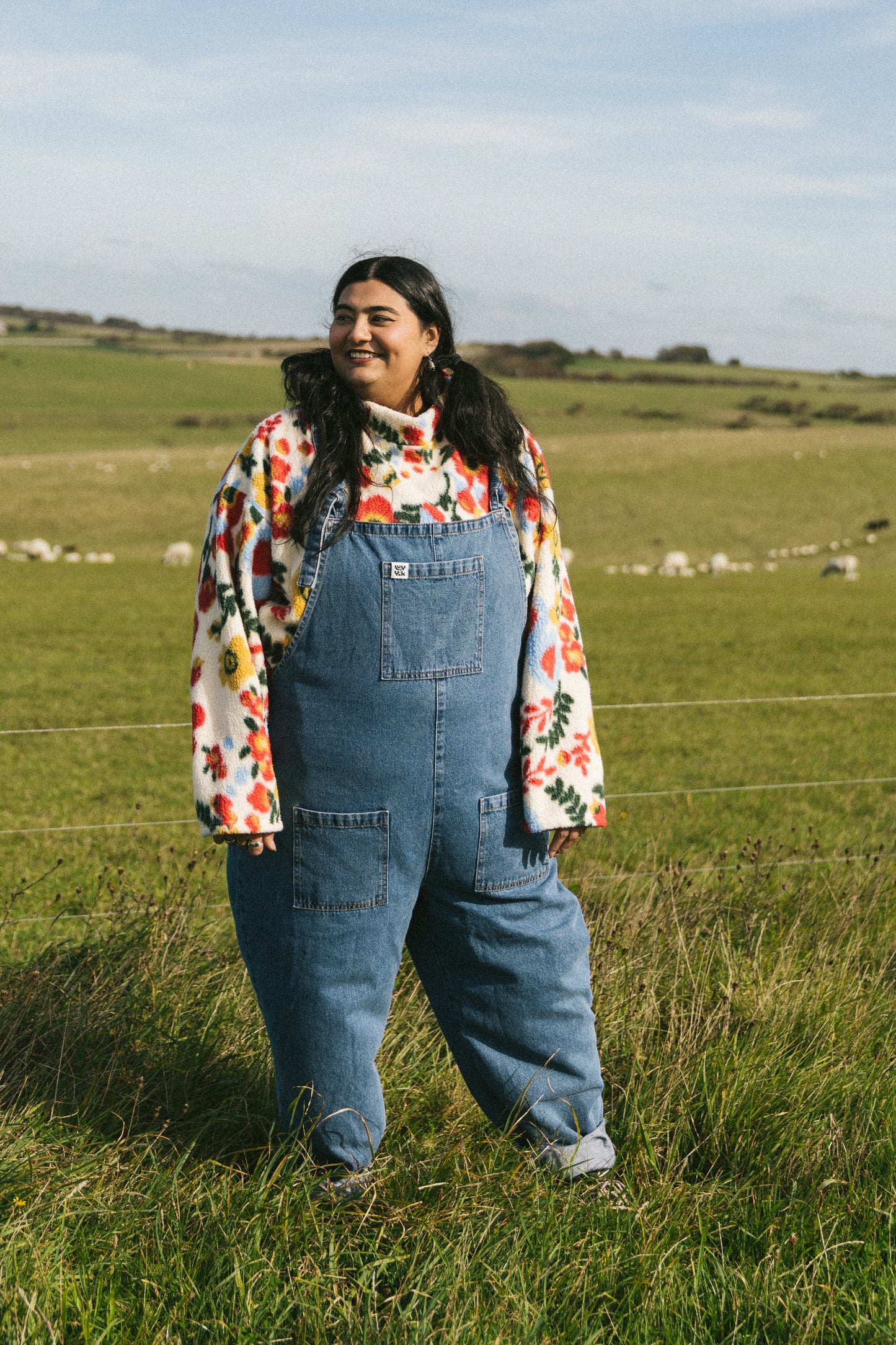 Original - Denim Dungarees in Mid Wash Blue