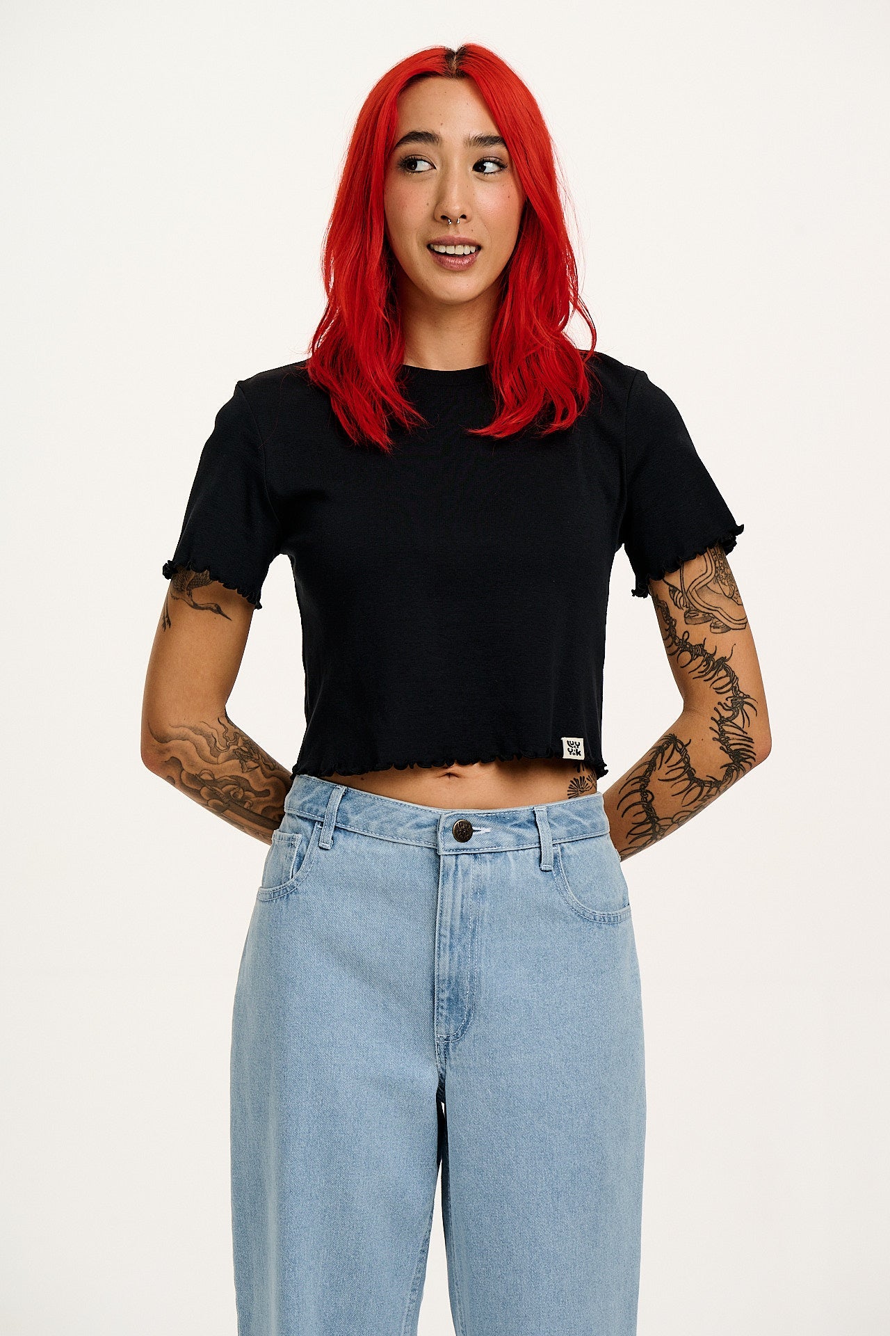 Greta - Cropped Cotton Top in Black