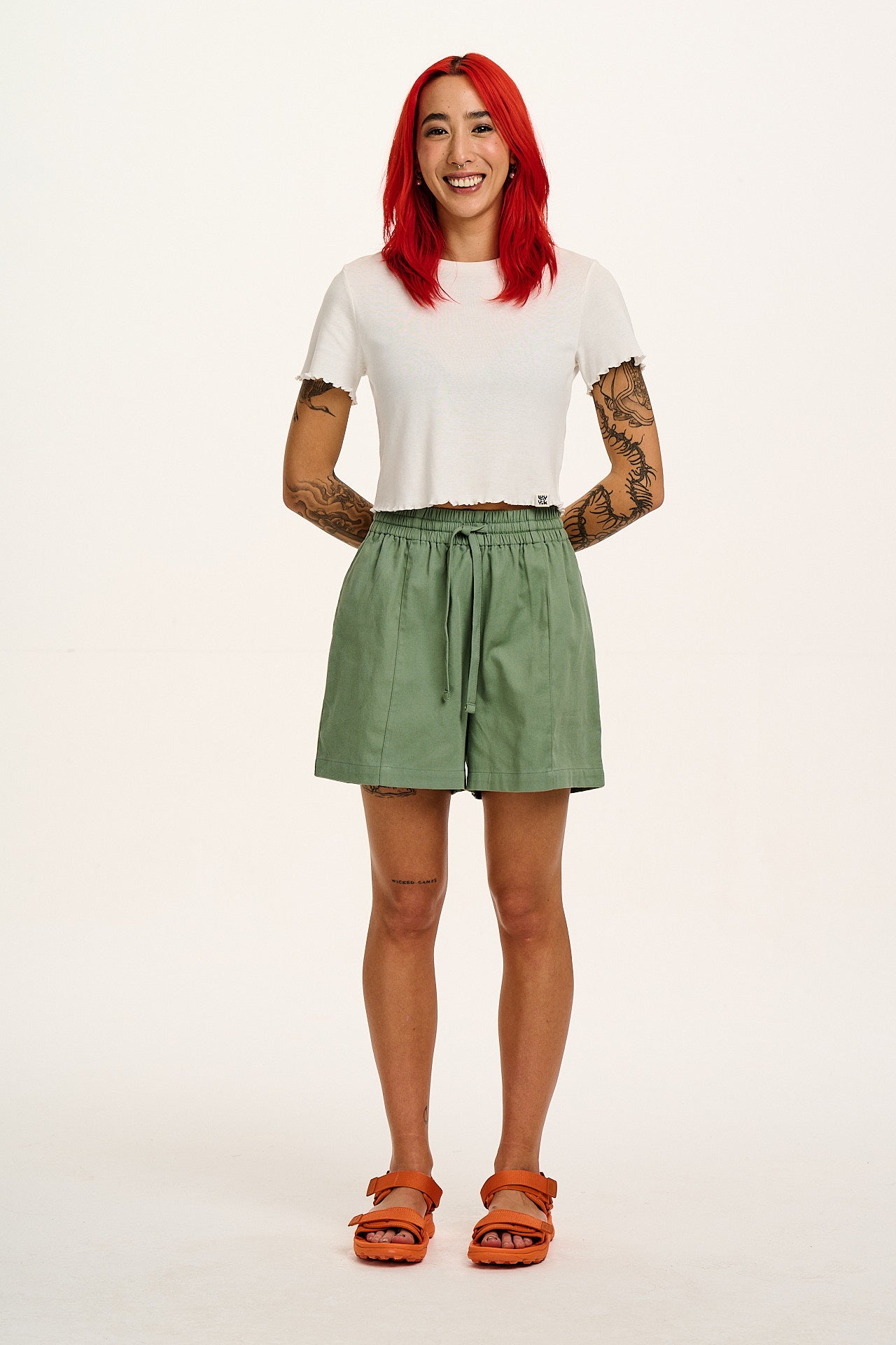 Greta - Cropped Cotton Top in Ecru