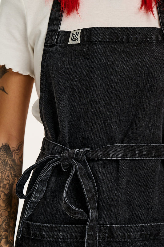 Amaia - Heavyweight Denim Apron in Washed Black