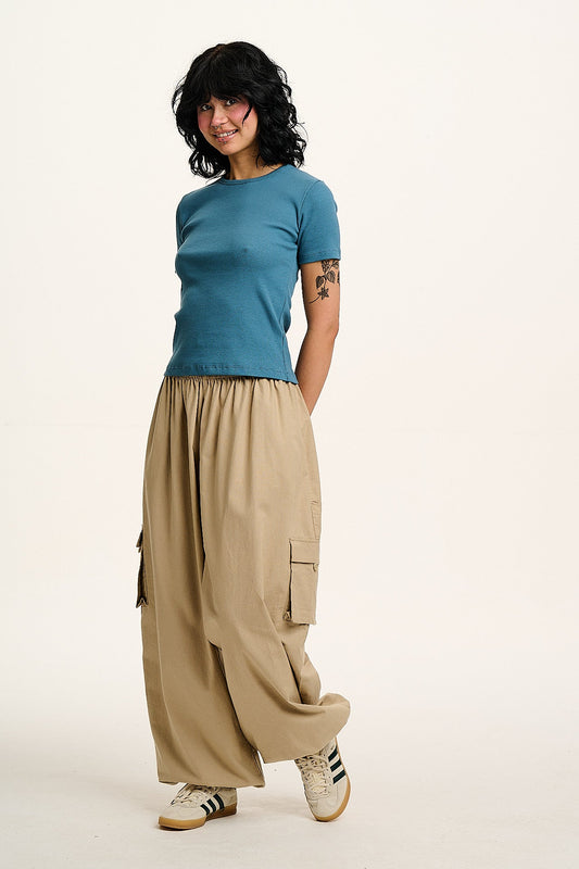 Gracie - Cotton Tee in Slate Blue