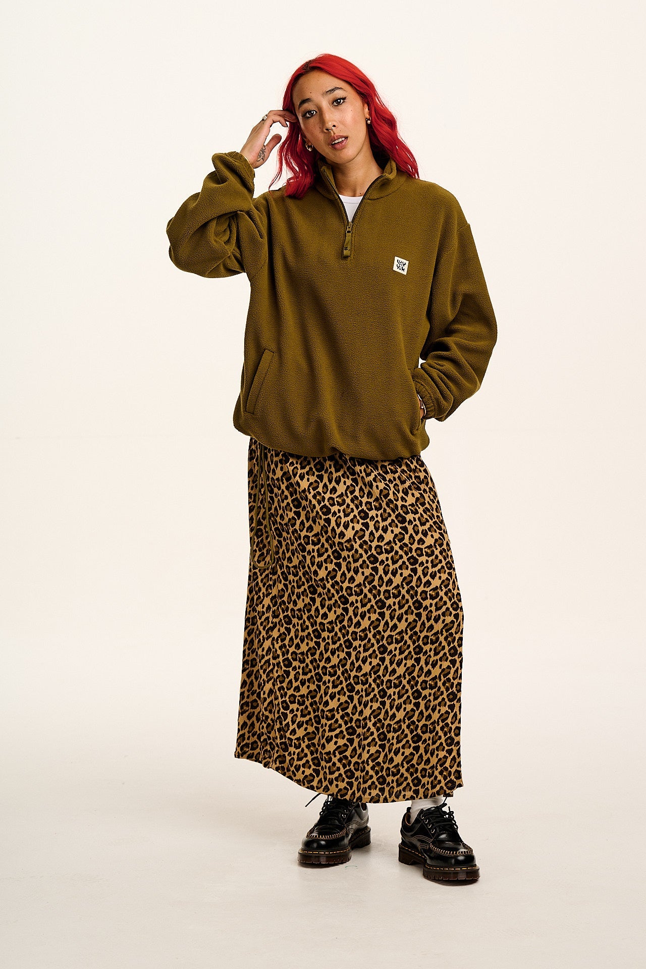 Stevie - Polar Fleece in Khaki Green