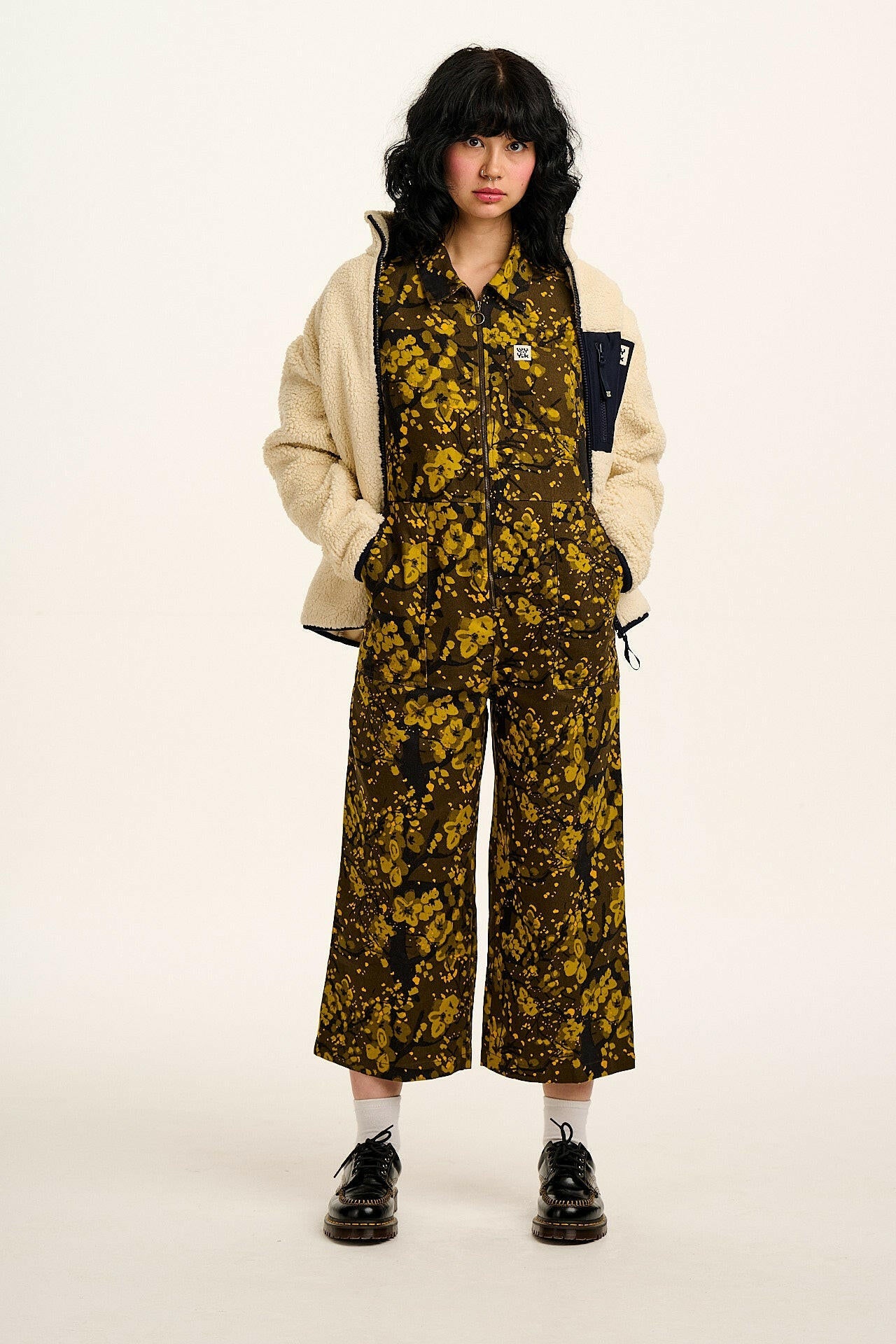 Ragan - Cotton Jumpsuit in Green Blossom Print