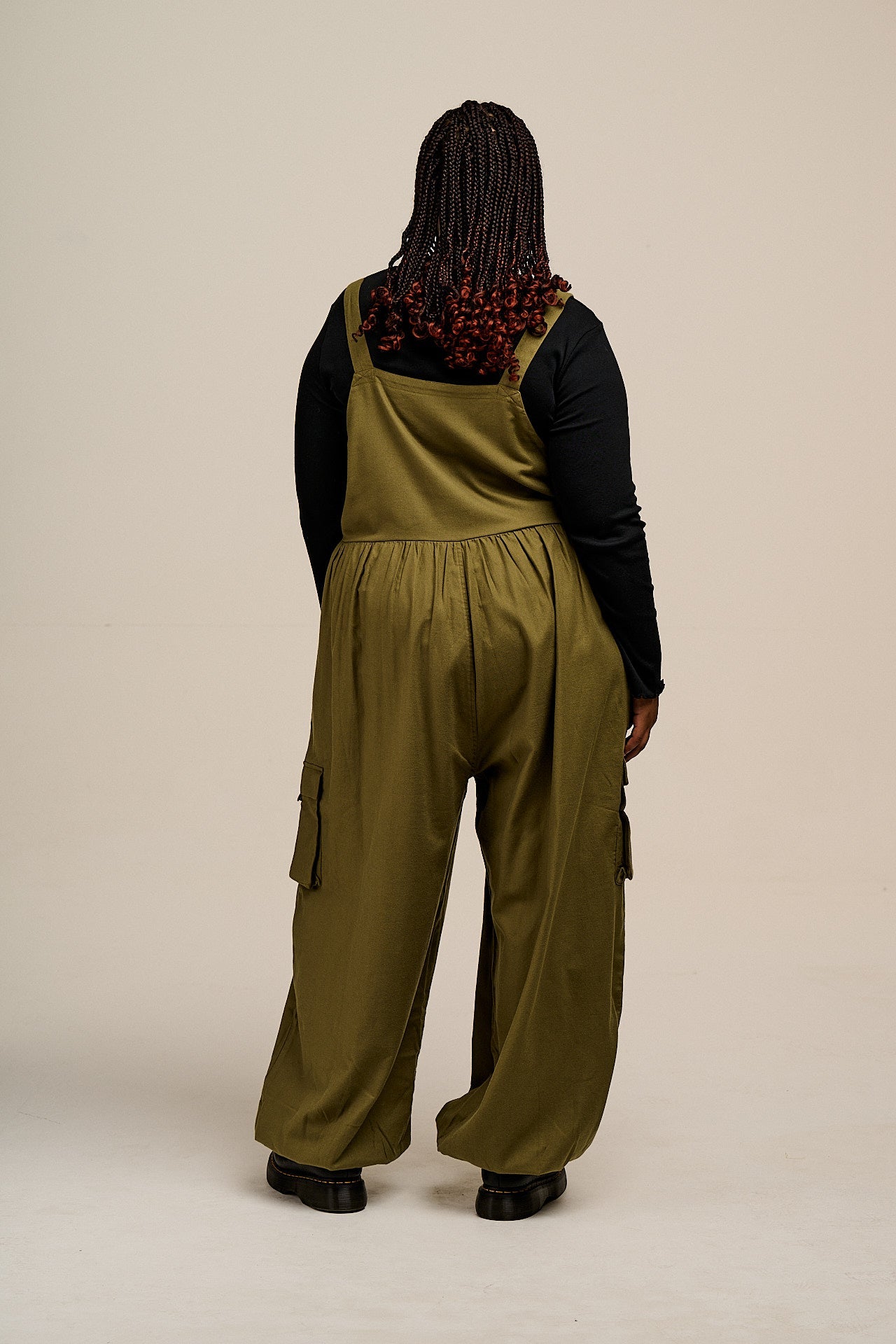 Miyada - Brushed Cotton Dungarees in Khaki Green