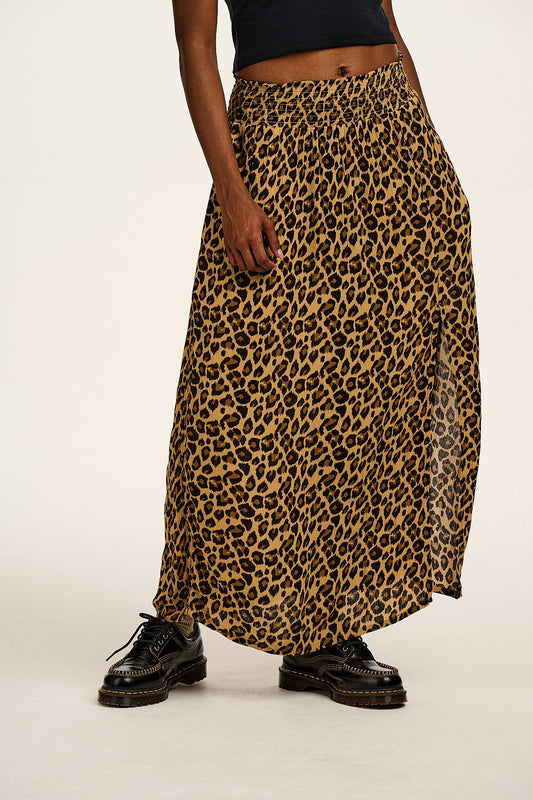 Poppy - Elasticated Waist Skirt in Leopard Print