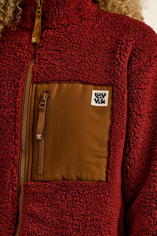 Harper - Borg Fleece Jacket in Jasper Red