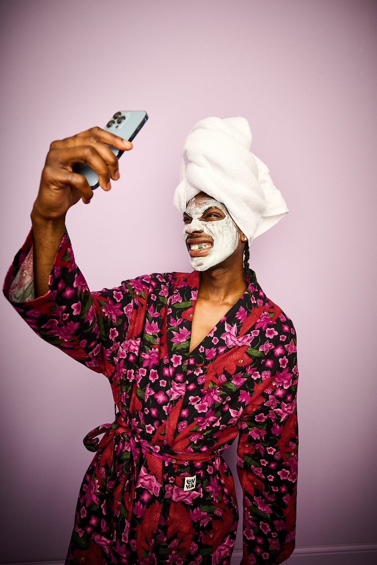 Braydon - Brushed Cotton Robe in Pink Koi