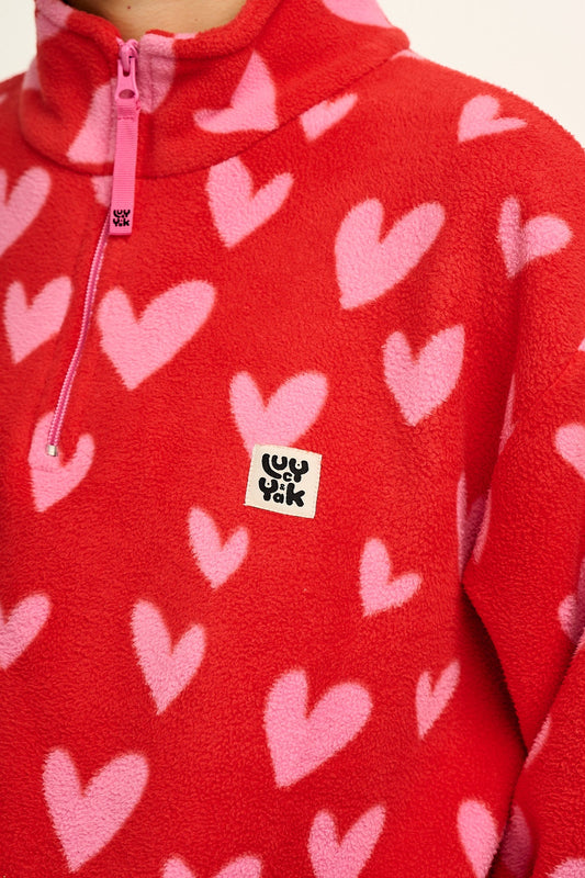 Stevie - Polar Fleece in Red & Pink Cupid