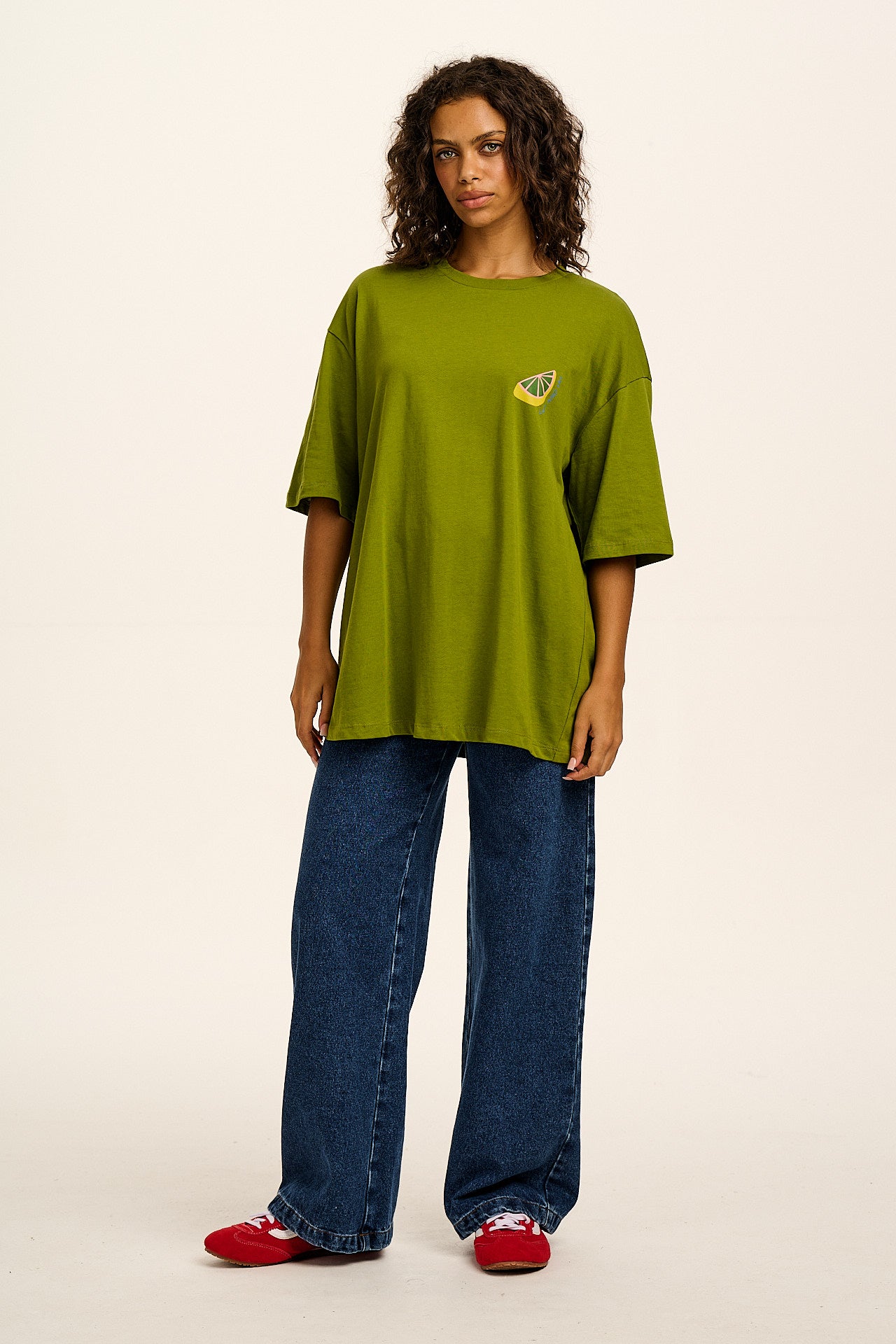 Benny - Oversized Cotton T-Shirt in Green Ilha Grande Print