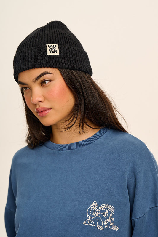 Luca - Cotton Beanie in Black