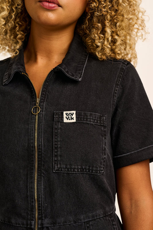 Ragan - Denim Jumpsuit in Black Wash