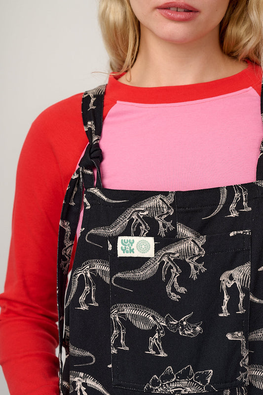 L.E. Original - Cotton Dungaree in B&W Dinosaur Natural History Museum & Yak